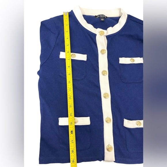 Jcrew Ribbed Light Weight Cardigan Sweater Nautical Prep Preppy Old Money LARGE - Picture 10 of 13
